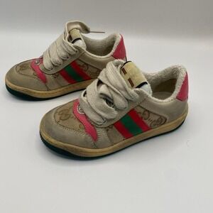 Authentic Gucci Toddler Screener Sneakers | GG Canvas | Size 24 (US 7–8 Toddler)